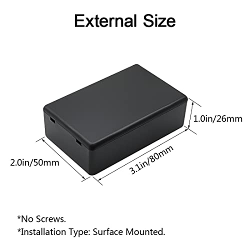 5 Pieces Plastic Project Boxes Junction Case for Electronic Project, Black 3.1 x 2.0 x 1.0 inch (80 x 50x 26 mm) - size: 3.1" x 2.0" x 1.0"(5pc)