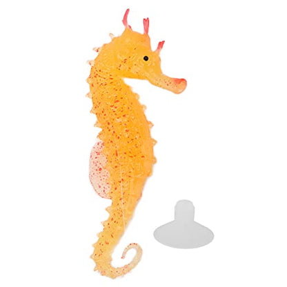 plplaaoo Simulation Seahorse Realistic Luminous Silicone Hippocampus Aquarium Decor with Suction Cup for Freshwater and Saltwater Fish Tanks 10 x 4cm (Yellow)