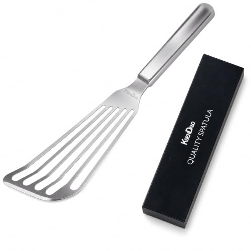 Thin & Sturdy Fish Spatula Stainless Steel for Kitchen Cooking Use Fish Spatula Egg Flipper Bbq Flipper 18/8 Stainless Steel Blade Thin Sturdy One-Piece Style Dishwasher-Safe Tools-Silver