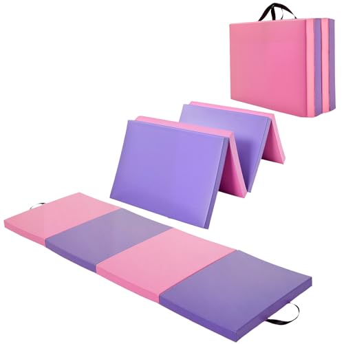 Garvee Gymnastics Mat, 6.2Ft 2-Inch Thick 4-Fold | Exercise Floor Mat for Home Gym, Portable Yoga Mat for Pilates, Aerobics, Martial Arts & Training - size: 6x2Ftx2"