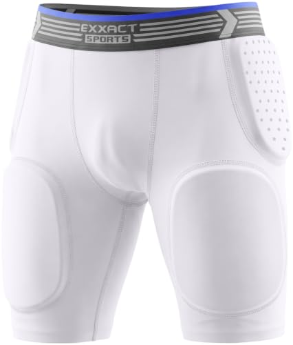 Exxact Sports Rebel 5-Pad Youth Football Girdle with Cup Pocket - color: White, size: Youth Large