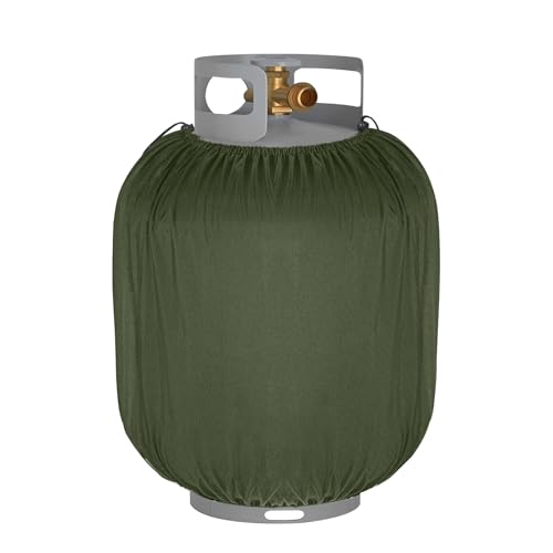 Propane Tank Cover 20lb,Outdoor Heavy Duty 600D Waterproof Oxford Fabric Propane Gas Tank Cover with Adjustable Drawstrings - color: Army Green