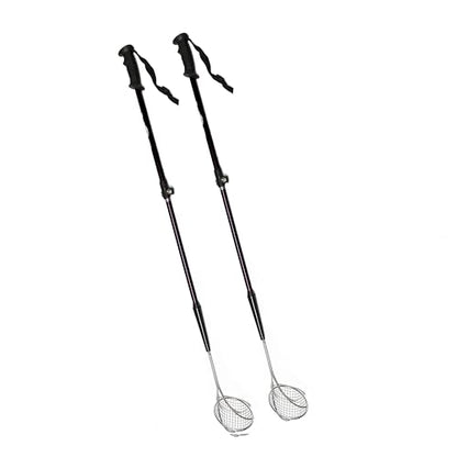 VOS Sand Sifter 2-Pack | Adjustable Handle 21"–33" | Stainless Steel Beach Scoop for Seashells, Shark Teeth & Sea Glass | Lightweight Aluminium, Rust-Resistant – Black