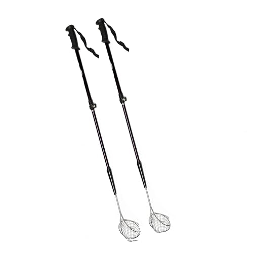 VOS Sand Sifter 2-Pack | Adjustable Handle 21"–33" | Stainless Steel Beach Scoop for Seashells, Shark Teeth & Sea Glass | Lightweight Aluminium, Rust-Resistant – Black