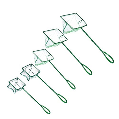POPETPOP 5pcs Nylon Fish Net Set Soft Tear-Resistant Mesh for Aquariums Safe Catching Tool for Fish and Shrimp Handle Aquarium Accessory