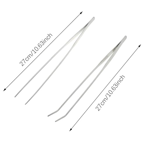 2PCS Aquarium Tools 27cm Extended Aquatic Plant Tweezer Stainless Steel Brushed Aquatic Plant Clip for Medical Use Sewing Gardening
