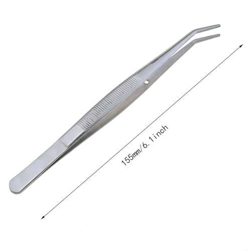10-Piece Stainless Steel Tweezers Set for Crafts, Curved Serrated Tip Multi-Purpose Sewing Machine Tweezers (Silver)