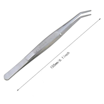 10-Piece Stainless Steel Tweezers Set for Crafts, Curved Serrated Tip Multi-Purpose Sewing Machine Tweezers (Silver)