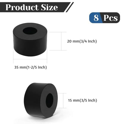 8 PCS Multi Purpose Rubber Spacer, 1-2/5" OD x 3/5" ID x 3/4" Thickness Rubber Washers for Screws, Anti Vibration Pads for Bolts, Car, Boat, Home (35 * 15 * 20mm) - size: 1-2/5" OD x 3/5" ID x 3/4" Thickness