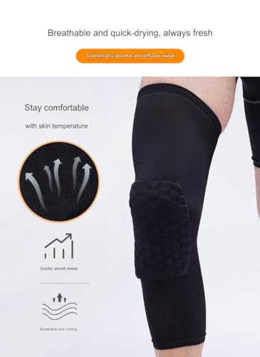 BaronHong Hex Knee Sleeve Compression Pads Knee Pads Wrestling Brace Leg Honeycomb Pad for Volleyball Basketball Adult Youth - color: Light-blue, size: Medium