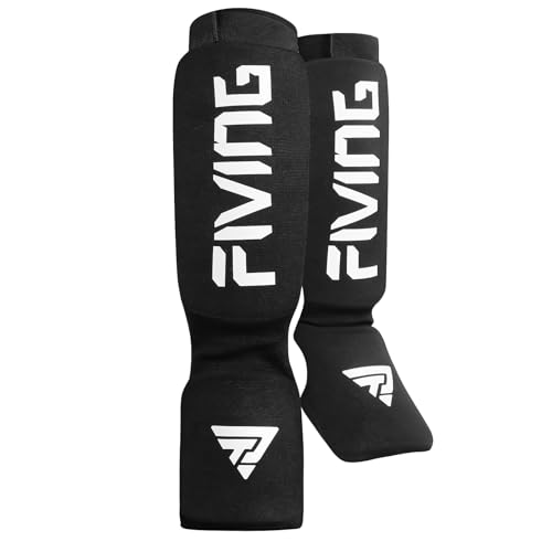Elastic Cloth Shin Guards for MMA, Muay Thai and Kickboxing - color: Black/White, size: Small