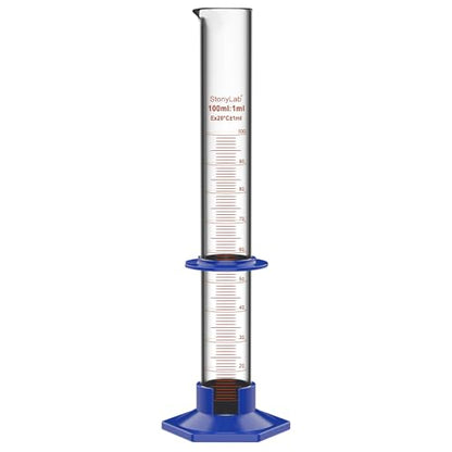 stonylab Graduated Cylinder, Laboratory Borosilicate Glass Graduated Measuring Cylinder with Plastic Hexagonal Base and Protective Collar, 100 ml - size: 100 ml