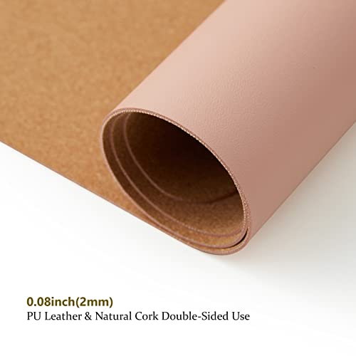 Cork Desk Mat - Small Dual-Sided Desk Pad for Office and Home - Desk Organization and Accessories - Ideal for Large Mouse Pad and Small Desk Mats on Top of Desks(Pink,23.6"x 13.8")