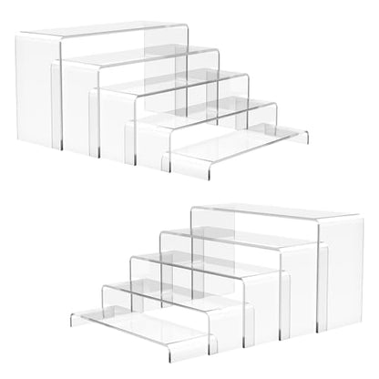 10 Pack Acrylic Display Risers, 2 Set(7”L~8”L~9”L) Perfume Stand Organizer, Easy to Store Clear Cupcake Stand, Display Risers for Retail Stores Special Events Exhibitions Home Decoration