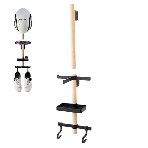 Bicycle Equipment Rack – Solid Wood Wall Holder, Gear Storage Organizer, Helmet Shoe Glasses Stand | Mounted Wall Display, Compact Storage Solution for Cycling Accessories and Gear - size: Perforated version