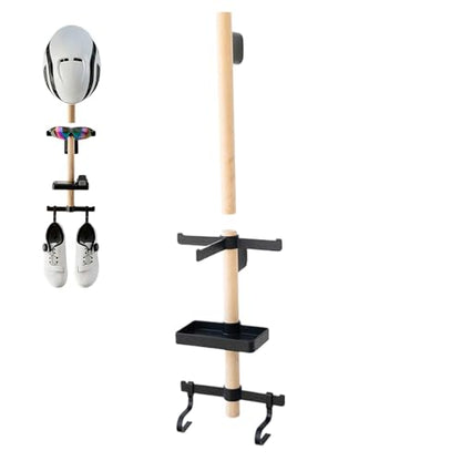 Bicycle Equipment Rack – Solid Wood Wall Holder, Gear Storage Organizer, Helmet Shoe Glasses Stand | Mounted Wall Display, Compact Storage Solution for Cycling Accessories and Gear - size: Perforated version