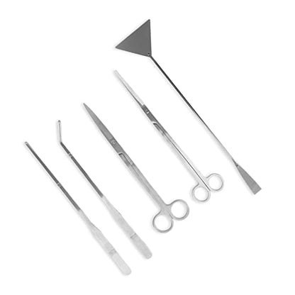 Aquarium Scissors Plant Tools 5 in 1 Stainless Steel Aquascaping Kit with Tweezers Scissors and Spatula for Precise Aquarium Maintenance