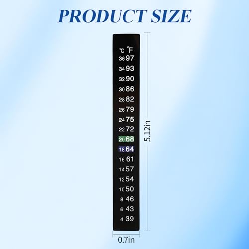 6 Pack Aquarium Thermometer Strips, 39-97℉ Fish Tank Thermometer Tape, Amphibian and Reptile Thermometer Stickers, Adhesive Brewing Thermometer Stickers for Kombucha, Wine & Beer