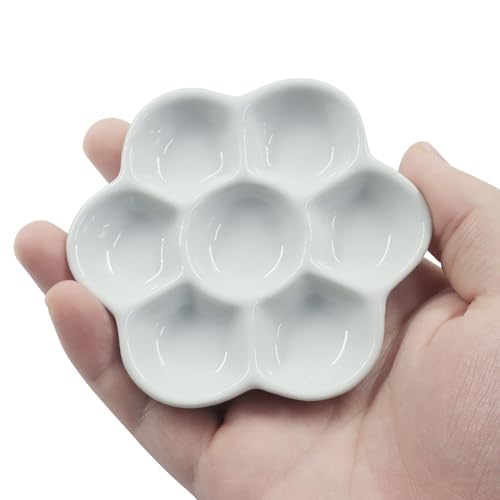 Piutouyar 1 Pack Hermit Crab Food Dish, 7 Compartments Ceramic Hermit Crab Feeding Dish Food and Water Bowl Ceramic Dishes