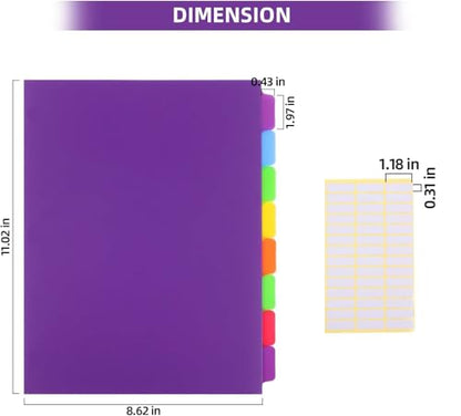 3 Set Plastic Binder Dividers with Tabs,Multicolor Index with 8-Tabs,Divider for 3 Ring Binder - style: 3 SETS 8 TAB