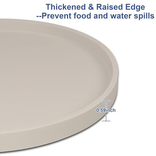 Arespark Cat Food Mat, Set of 2 Nonslip Waterproof Feeding Bowl Silicone Mats with Raised Edges for Food Water Prevent Spills, Round Eating Plates Tray for Dog Cat Puppy Kitten, 8'' x 8''