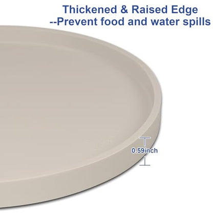 Arespark Cat Food Mat, Set of 2 Nonslip Waterproof Feeding Bowl Silicone Mats with Raised Edges for Food Water Prevent Spills, Round Eating Plates Tray for Dog Cat Puppy Kitten, 8'' x 8''