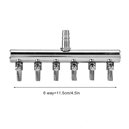 Fish Air Aquarium Air Control Lever Valve Distributor Fish Air Splitter Stainless Steel Air Tubing Connector Splitter (6 Way)