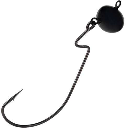 Reaction Tackle Football Swing Jig, Free-Swinging Hook with Football Head for Bass Fishing, Deep Water and Rocky Terrain (5-Pack) - color: Black, size: 3/8 Oz