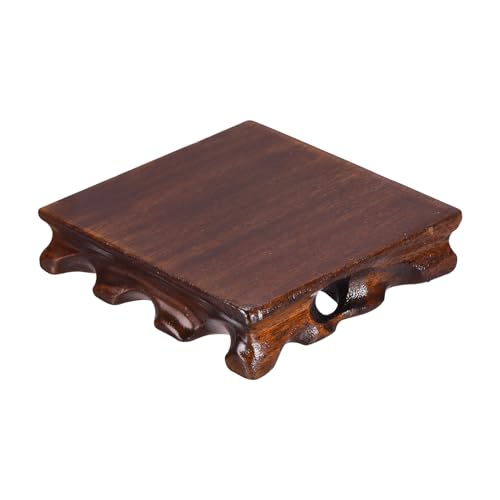 PATIKIL Wooden Display Stand, 4 x 4 Inch Square Teapot Vase Bonsai Base Wood Stand Holder for Home Office Decoration - size: 4 x 4 Inch
