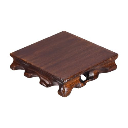 PATIKIL Wooden Display Stand, 4 x 4 Inch Square Teapot Vase Bonsai Base Wood Stand Holder for Home Office Decoration - size: 4 x 4 Inch