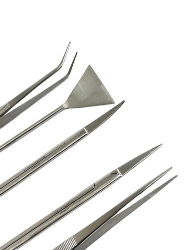 GERMAN FISH AQUARIUM CLEANING KIT STAINLESS 5PCS WITH POUCH BASIC TOOLS SCISSORS TWEEZERS SPATULA CYNAMED