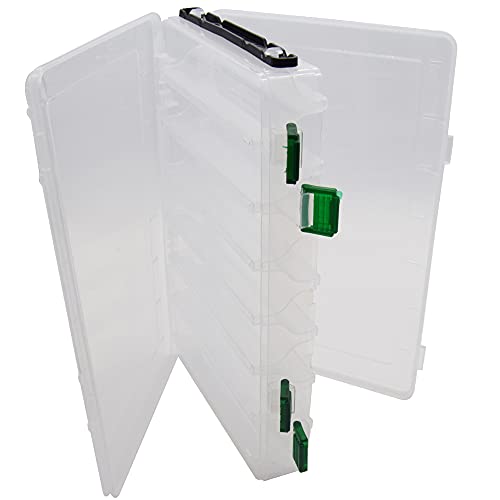 NA 12/16 Compartments Double Sided Fishing Storage Tackle Box Visible Hard Plastic Clear Fishing Lure/Bait/Squid/Jig/Minnows/Hooks Accessories Storage Case Container
