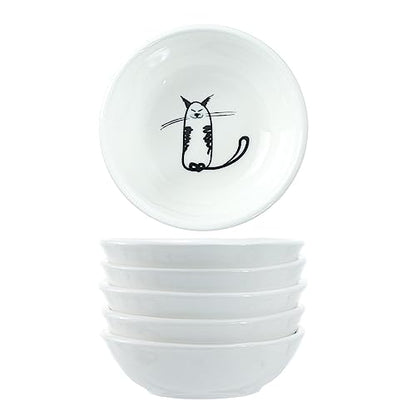 Super Cute Cat Ceramic Sauce Dish/Seasoning Bowl/Sushi Soy Dipping Bowl/Appetizer Plates/Serving Dish for Kitchen Home (Set of 6) - color: Cat-Round