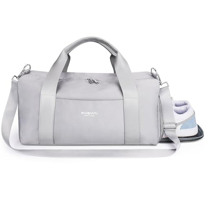 19" Grey Personal Gym Bag for Women,with Shoe Compartment & Wet Pocket - color: Grey, size: 19" Medium Size