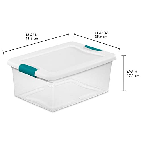 Sterilite+14948012+15+Quart+White%2fClear+Plastic+Storage+Box+With+Blue+Aquarium+Latches
