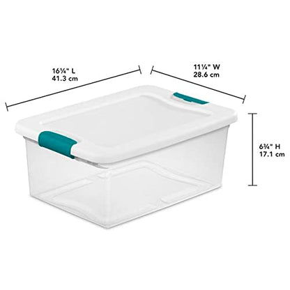Sterilite+14948012+15+Quart+White%2fClear+Plastic+Storage+Box+With+Blue+Aquarium+Latches