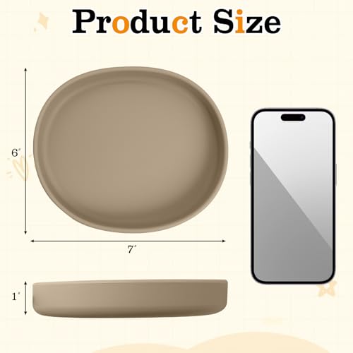 Silicone Dog Food Plate Shallow Dog Bowl Flat Cat Dish 1 Pack Small Puppy Plates for Small Dogs and Cats Whisker Fatigue Pet Feeding Bowls for Dry and Wet Food (Brown) - color: 1 Pcs - (Brown)