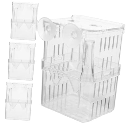 TOYANDONA 4Pcs Fish Breeding Box Aquarium Isolation Container for Safe Hatching and Acclimation Easy Clean Compact with Suction Cups for Betta Guppy and Shrimp