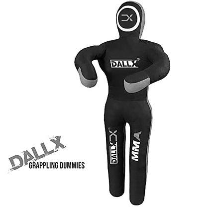DALLX MMA Grappling Dummy BBJ Wrestling Brazilian Jiu Jitsu Punching Bag Judo Karate Throwing Boxing Fighting Dummy Self Defense Standing Position – UNFILLED - color: Black Grey, size: 4 FT