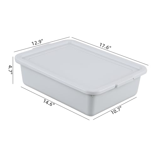 13 Liter Plastic Bus Tubs with Lids, Commercial Tote Box Set of 3, Grey