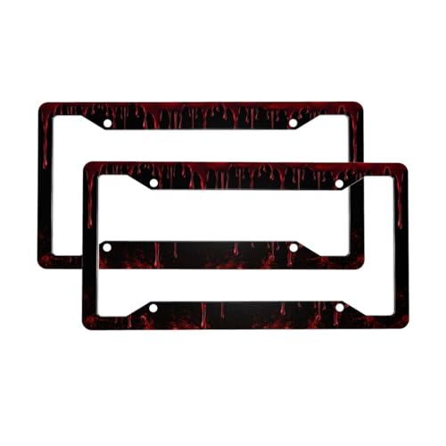 Halloween Red License Plate Frame 2 Pack Accessories Cars Decor 12.3 X 6.3 Inches for Men Women - color: Red