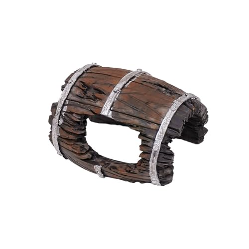 Small Aquariums Decoration Resins Barrels Simulation Wine Barrels Decoration for Fishes Tanks and Reptiles Habitats Fishes Tanks Accessory