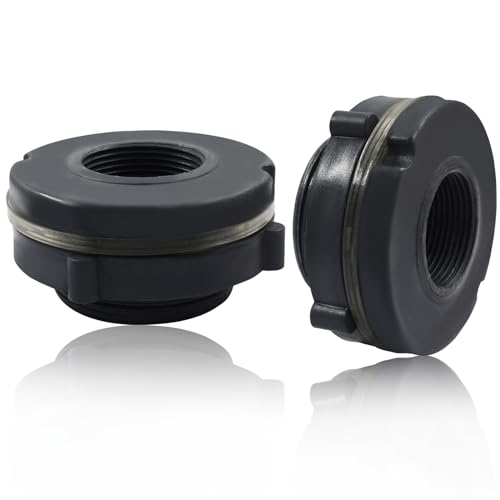 2 Pack 1-1/4” PVC Bulkhead Fitting for Rain Barrels, Aquariums - Dark Grey - size: 1-1/4 inch