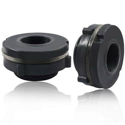 2 Pack 1-1/4” PVC Bulkhead Fitting for Rain Barrels, Aquariums - Dark Grey - size: 1-1/4 inch