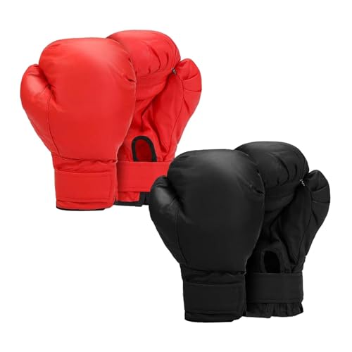 2 Pair Boxing Gloves Punching Bag Gloves Hands Protection Comfortable Punch Mitts Sparring Gloves PU Leather for Grappling