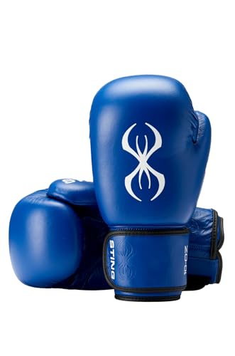 STING USA Boxing Approved Competition Leather Boxing Gloves | Hi Flow Core Padding, 50/50 Weight Distribution, 3-Inch Wrist Strap, Tested to 10,000 Strikes