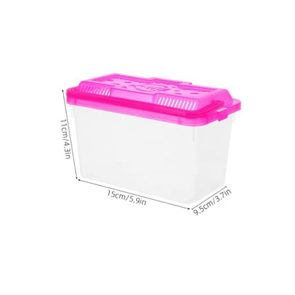Toyvian 4Pcs Mini Handheld Pet Fish Tank Carrier Plastic Aquarium Box for Small Fish Turtles Hamsters and Reptiles with Lids Stable Base for Secure Housing