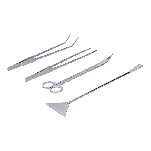 FTVOGUE 4 in 1 Aquarium Tools Kit, Aluminum Alloy Aquascaping Tools for Plant Care, Includes Tweezers, Scissors, and Spatula for Fish Tank Maintenance