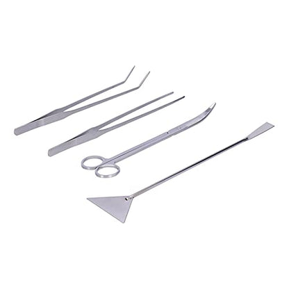 4 in 1 Aquarium Tools Kit, Aluminum Alloy Tools with Mirror Polished Finish for Fish Tank Plant Cleaning and Substrate Maintenance