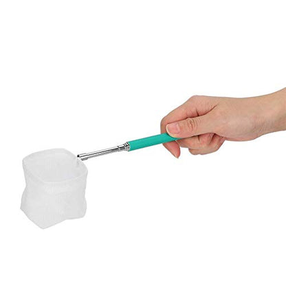 Pssopp Small Aquarium Fish Net Telescopic Pole Fish Shrimp Catch Nets Skimming Net with Extendable Long Handle for Fish Fry Crystal Shrimp(Green )